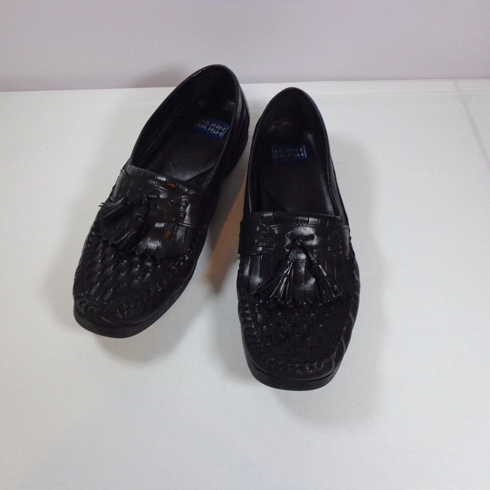 Nunn Bush Mens Black Woven Leather Penney Loafers Tassels Style 84111 Size 10M